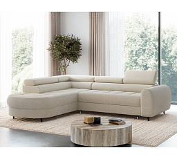 Vesteria left-hand corner sofa with sleeping function and storage compartment, beige velvet Manhattan 18 120x200 1