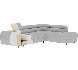 Vesteria right-hand corner sofa with sleeping function and storage compartment, beige velvet Manhattan 18 120x200 1