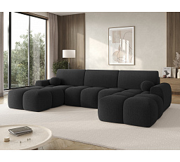 Vianetto corner sofa with sleeping function and storage compartment, dark grey bouclé, universal Royal 05 275x130 Symmetrical 1
