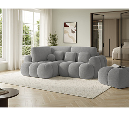 Upholstered Pouf Covio, Gray Bouclé Royal 04 85x52