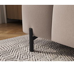 Ferivo quilted pouffe on legs, beige plush Sola 18 137x37