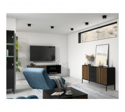 Meorati 150 Závěsná TV skříňka Černý/Dub Artisan Černý Mat, Dub Artisan 40x40