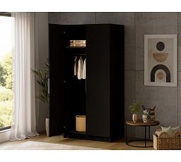 Mirtillo two-door wardrobe in black Black 100x216