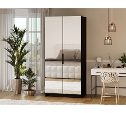 Mirtillo two-door wardrobe with two mirrors in black Black 100x216
