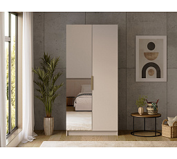 Mirtillo two-door wardrobe with mirror in cashmiere Cashmere 100x216