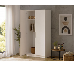 Mirtillo two-door wardrobe with mirror in white White 100x216