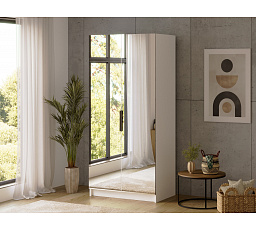 Mirtillo two-door wardrobe with two mirrors in white White 100x216