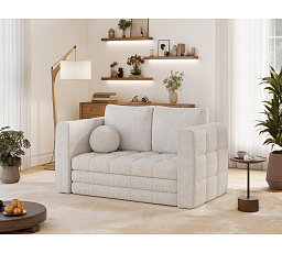 Kastol sofa bed, white bouclé Royal 01 107x195