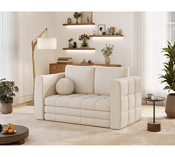 Kastol sofa bed, white chenille Soreli 01 107x195