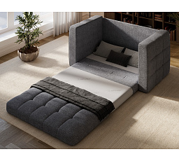 Kastol sofa bed, gray bouclé Royal 04 107x195