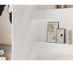 Devesto Horizontal Wall Bed 160 White LED White 200x160