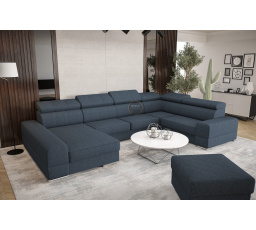 Rohová sedací souprava ROYAL MAX II průměr 30x375x185 - černá eko kůže , pravá