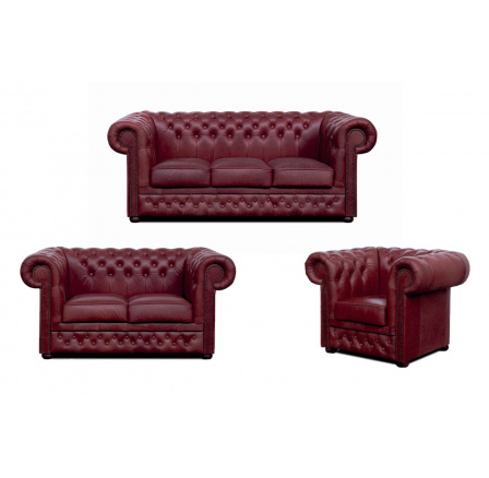 Sedací souprava Chesterfield Lord 3+2+1 kůže bordó