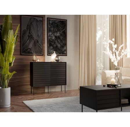 CORTINA komoda 120 (1D3S) černá/černá (1 ks)=2 str. ) CORTINA komoda 120 (1D3S) černá/černá (1 ks)=2 str. )