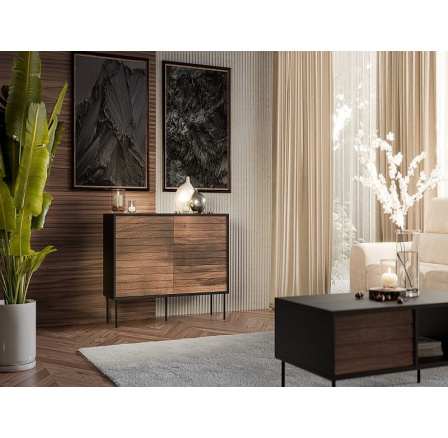 CORTINA komoda 120 ( 1D3S ) černá/ořech ( 1 ks)=2 str. ) CORTINA komoda 120 ( 1D3S ) černá/ořech ( 1 ks)=2 str. )