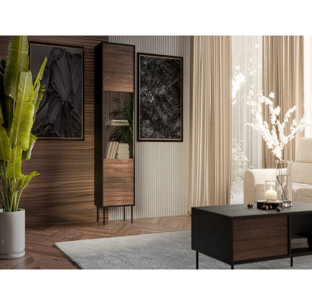 CORTINA vitrína černá/ořech (1 ks)=2 str. ) CORTINA vitrína černá/ořech (1 ks)=2 str. )