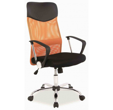 Q-025 - kancelářská židle -černá / oranžová koženka (OBRQ025PC)  (S) (K150-Z)