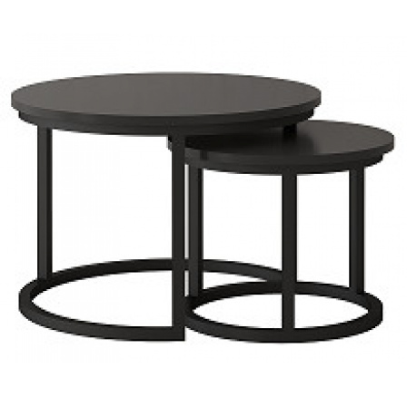 TRENTO - Konferenční stolek sada 2kusy - lamino ČERNÁ/ noha kov ČERNÝ (Toronto stolik kawowy=2balíky)(IZ) (K150)