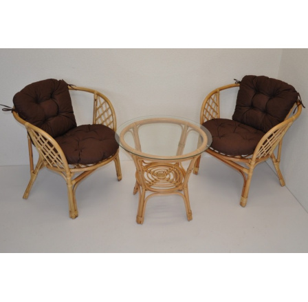 Ratanová sedací souprava Java polstr hnědý kepr Ratanová sedací souprava Java polstr hnědý kepr