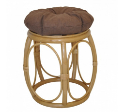 Ratanová taburetka široká medová polstr hnědý melír