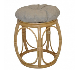 Ratanová taburetka široká medová polstr tmavě béžový melír