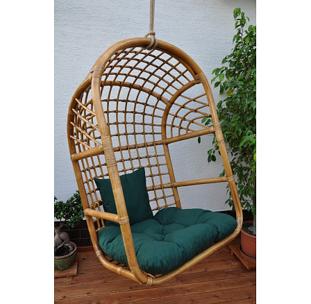 Houpačka ratanová závěsná brown wash XL polstr zelený dralon Houpačka ratanová závěsná brown wash XL polstr zelený dralon