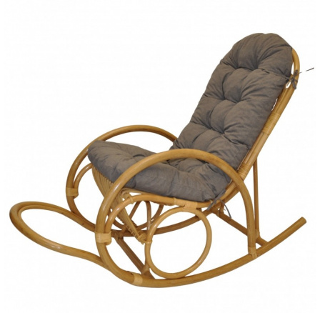 Ratanové houpací křeslo Jenaira medové polstr šedý melír Ratanové houpací křeslo Jenaira medové polstr šedý melír