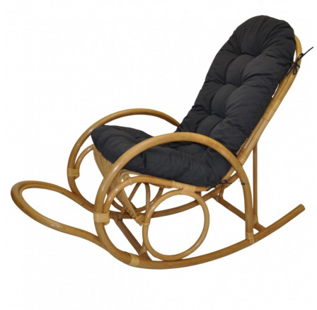 Ratanové houpací křeslo Jenaira medové polstr tmavě šedý melír Ratanové houpací křeslo Jenaira medové polstr tmavě šedý melír