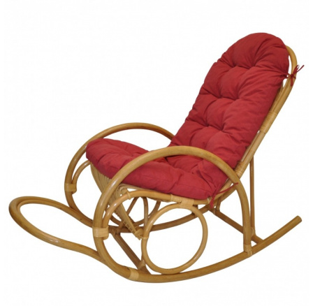 Ratanové houpací křeslo Jenaira medové polstr vínový melír Ratanové houpací křeslo Jenaira medové polstr vínový melír