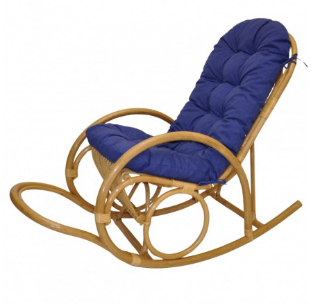 Ratanové houpací křeslo Jenaira medové polstr modrý melír Ratanové houpací křeslo Jenaira medové polstr modrý melír