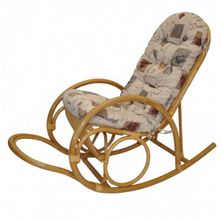 Ratanové houpací křeslo Jenaira medové polstr motiv srdce love Ratanové houpací křeslo Jenaira medové polstr motiv srdce love