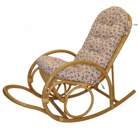 Ratanové houpací křeslo Jenaira medové polstr motiv růžičky Ratanové houpací křeslo Jenaira medové polstr motiv růžičky