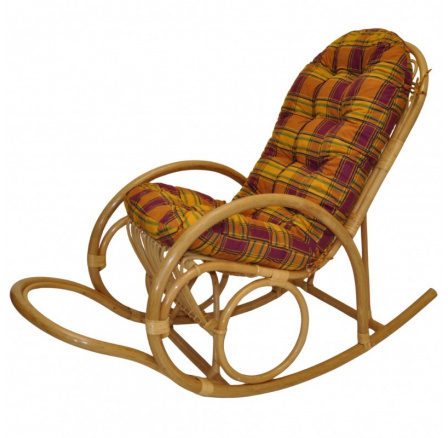 Ratanové houpací křeslo Jenaira medové polstr okrová kostka Ratanové houpací křeslo Jenaira medové polstr okrová kostka