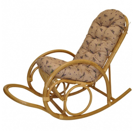Ratanové houpací křeslo Jenaira medové polstr levandule