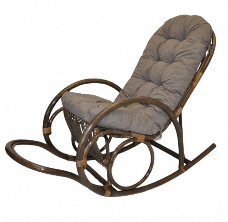 Ratanové houpací křeslo Jenaira hnědé polstr šedý melír Ratanové houpací křeslo Jenaira hnědé polstr šedý melír