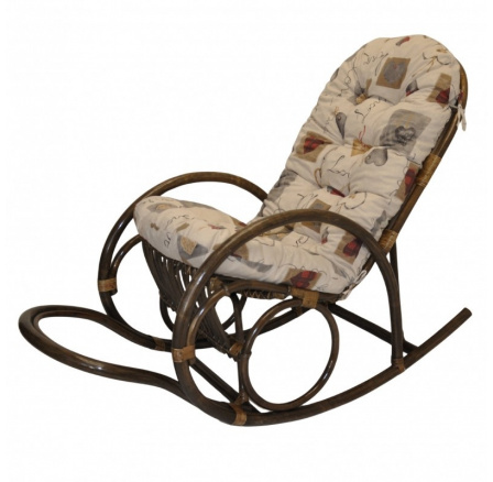 Ratanové houpací křeslo Jenaira hnědé polstr motiv srdce love