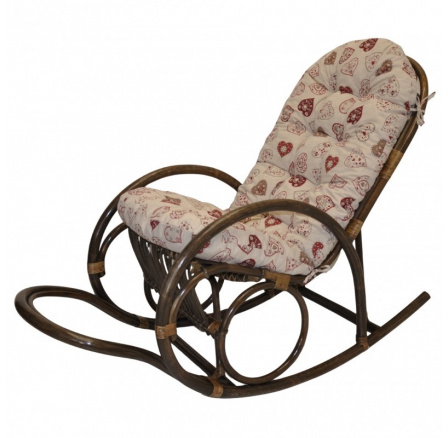 Ratanové houpací křeslo Jenaira hnědé polstr motiv černená srdce Ratanové houpací křeslo Jenaira hnědé polstr motiv černená srdce