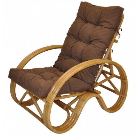 Ratanové křeslo polohovací medové polstr hnědý melír Ratanové křeslo polohovací medové polstr hnědý melír