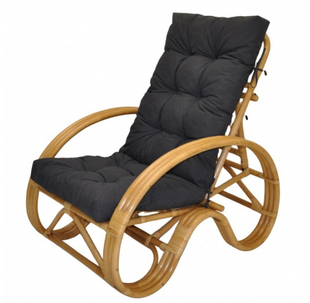 Ratanové křeslo polohovací medové polstr tmavě šedý melír Ratanové křeslo polohovací medové polstr tmavě šedý melír