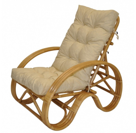 Ratanové křeslo polohovací medové polstr světle béžový melír Ratanové křeslo polohovací medové polstr světle béžový melír