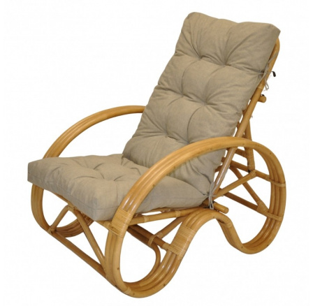 Ratanové křeslo polohovací medové polstr tmavě béžový melír Ratanové křeslo polohovací medové polstr tmavě béžový melír