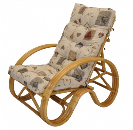 Ratanové křeslo polohovací medové polstr srdce love Ratanové křeslo polohovací medové polstr srdce love