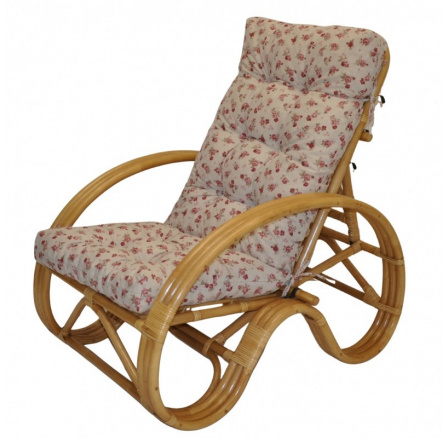 Ratanové křeslo polohovací medové polstr růžičky Ratanové křeslo polohovací medové polstr růžičky