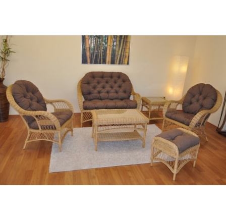 Ratanová sedací souprava Florida medová - polstry hnědý melír Ratanová sedací souprava Florida medová - polstry hnědý melír