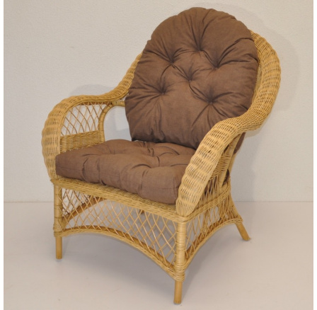 Ratanové křeslo Florida medové  polstr hnědý melír