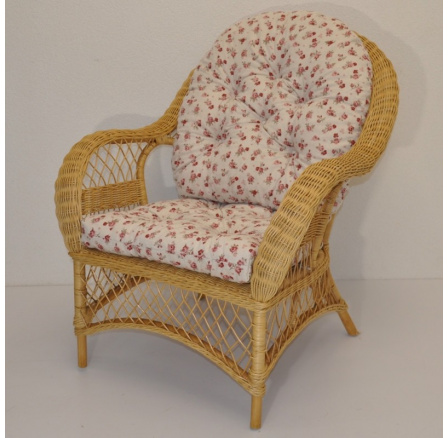 Ratanové křeslo Florida medové polstr motiv růžičky Ratanové křeslo Florida medové polstr motiv růžičky