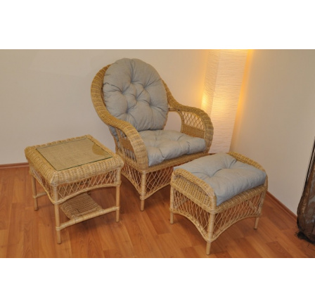Ratanová sedací souprava Florida pohoda medová - polstry tmavě béžový melír Ratanová sedací souprava Florida pohoda medová - polstry tmavě béžový melír