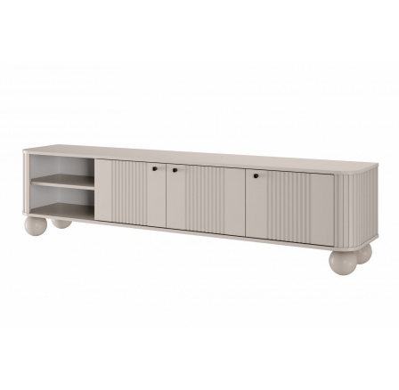 TV skříňka Vesper 3D 187 cm - kašmír / černé úchyty / nohy koule