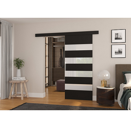 Posuvné dveře na stěnu MILOU 96 Black+White Lacobel Posuvné dveře na stěnu MILOU 96 Black+White Lacobel