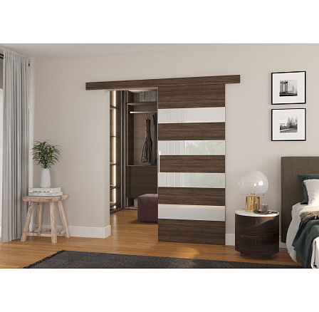 Posuvné dveře na stěnu MILOU 96 Choco+White Lacobel Posuvné dveře na stěnu MILOU 96 Choco+White Lacobel